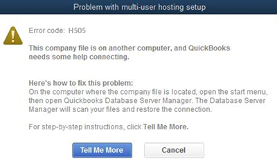 This shows the error message you get in QuickBooks for error H505