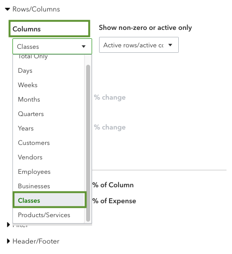 This shows options to customize your columns. This is in the rows and columns section of the customization window.