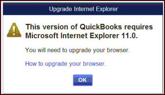 This shows the warning message you may see if you need to upgrade Internet Explorer