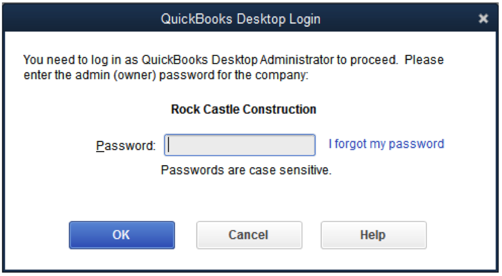 quickbooks accountant desktop 2015 remove password