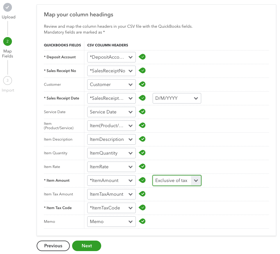 quickbooks online import csv file invoice