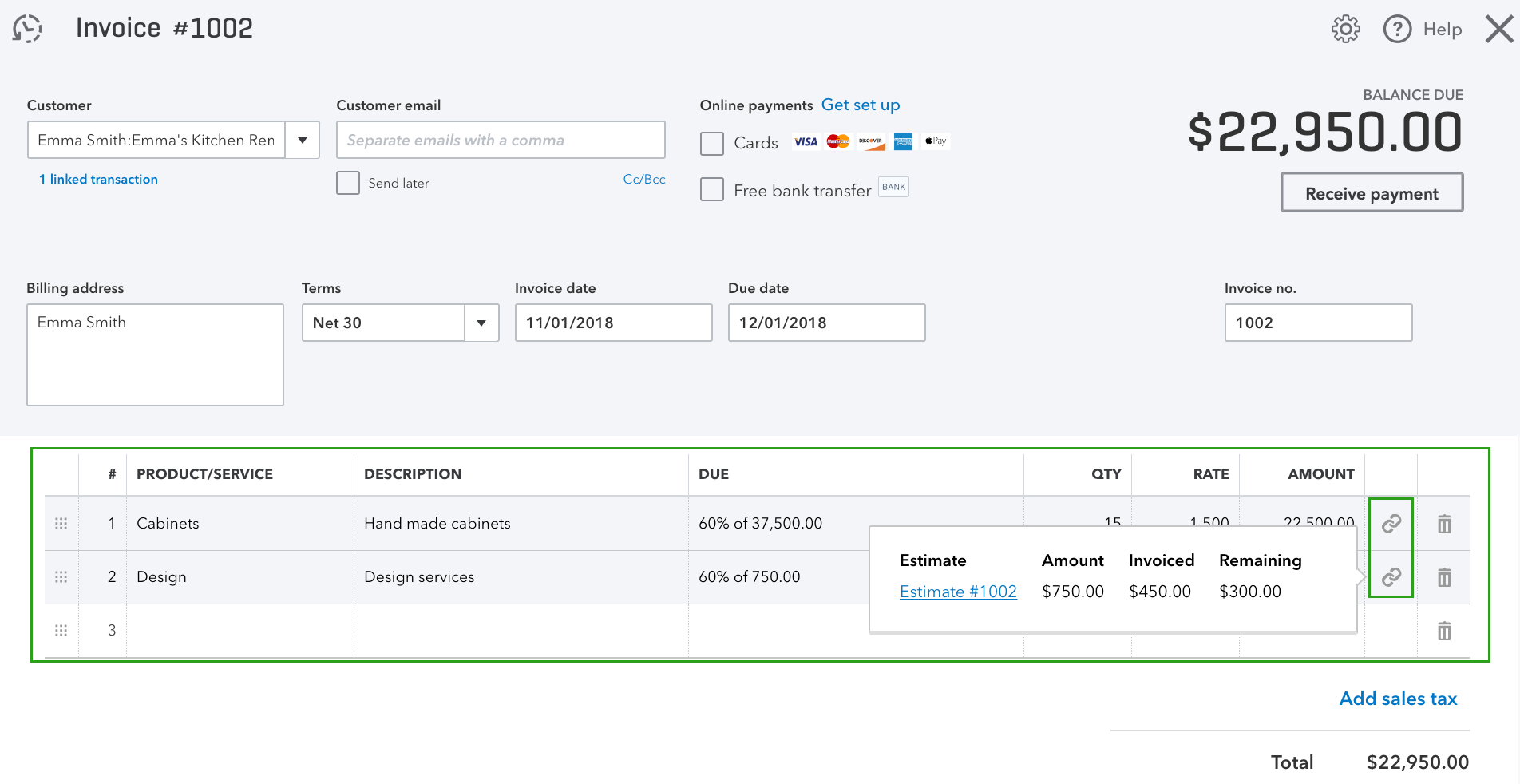 Add existing invoices to projects