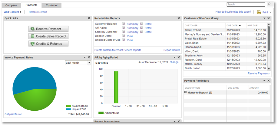 Intuit QuickBooks Screenshot