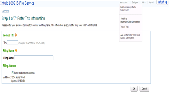 Intuit 1099 E-File Service filing multiple companies