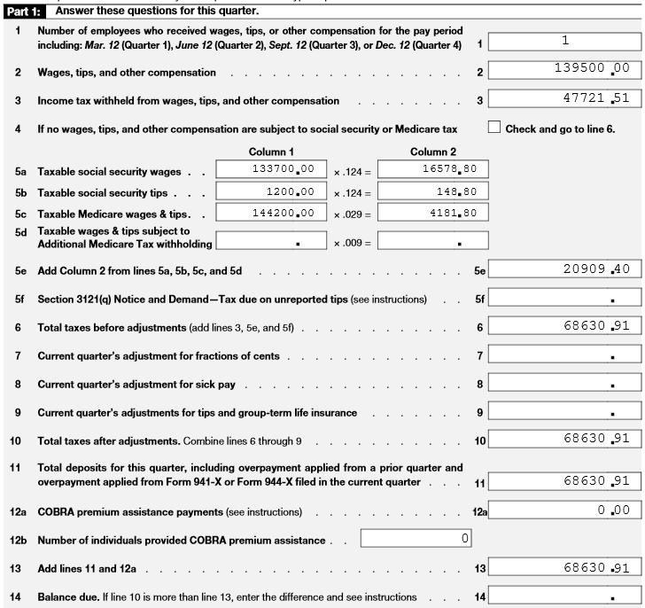 941 Worksheet 1 Example