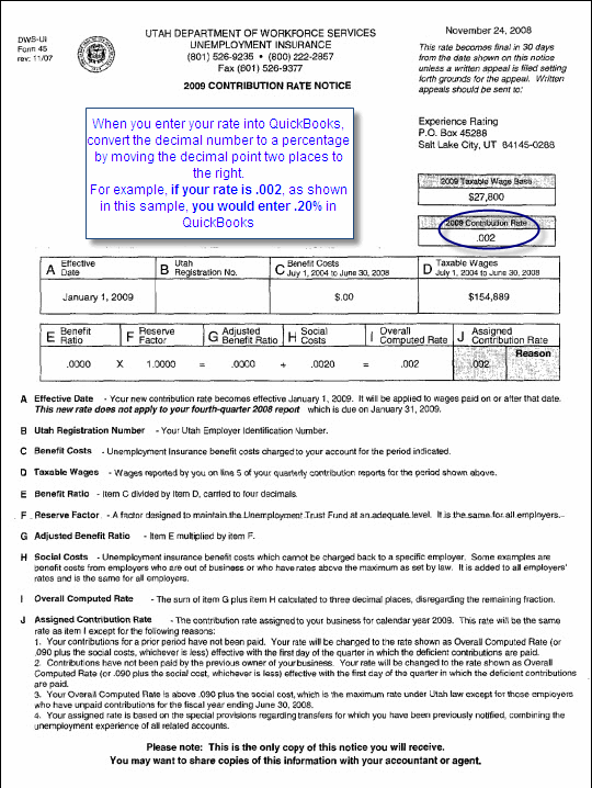 quickbooks payroll service unemployment rate