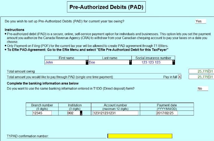 Using The T1 Pre Authorized Debit Pad Form Profile 0106