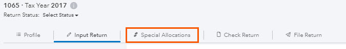 special allocations tab