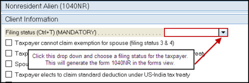 How to generate Form 1040NR and Schedule NEC in Lacerte