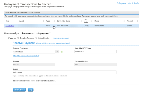 Record GoPayment transactions in QuickBooks Online"