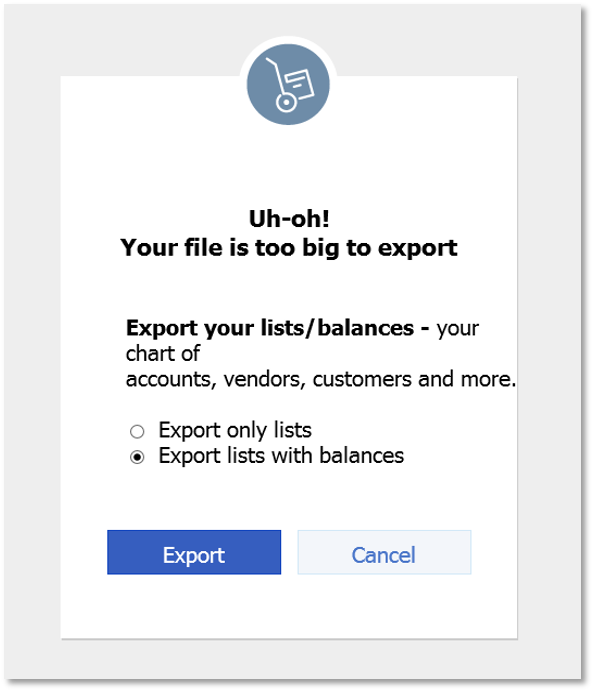 File is too big to export QuickBooks conversion error