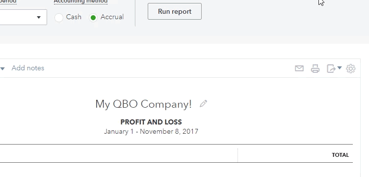 Export QuickBooks report to Excel