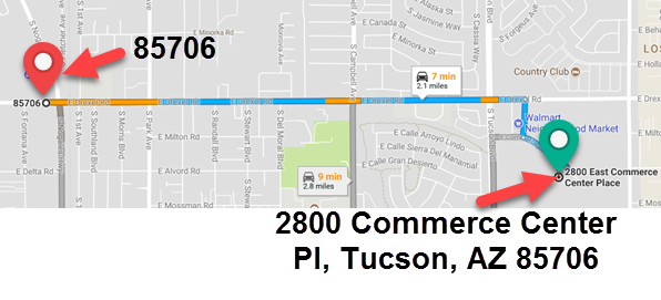 Example of the distance from the center of a ZIP code to an address within that ZIP code