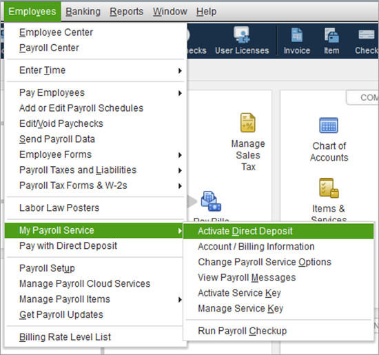 how to change payment method for quickbooks payroll service