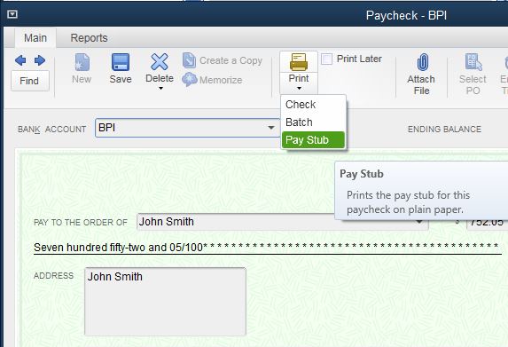 Print pay stubs in QuickBooks Desktop