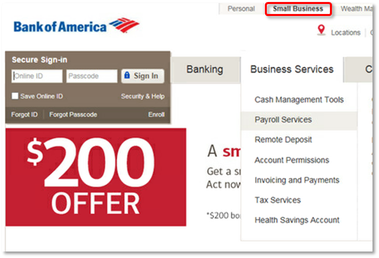 bank of america online banking bill pay sign in