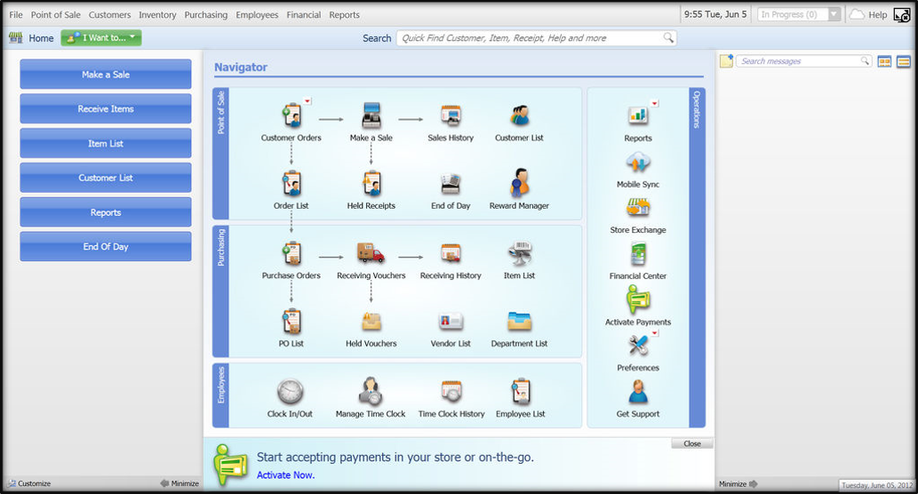 QuickBooks Point of Sale (POS) example screen