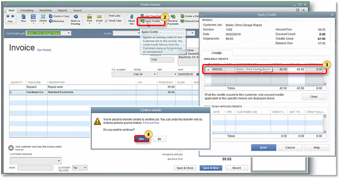 apply credit memo to invoice quickbooks online