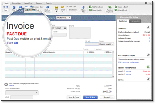 quickbooks invoice payment fees