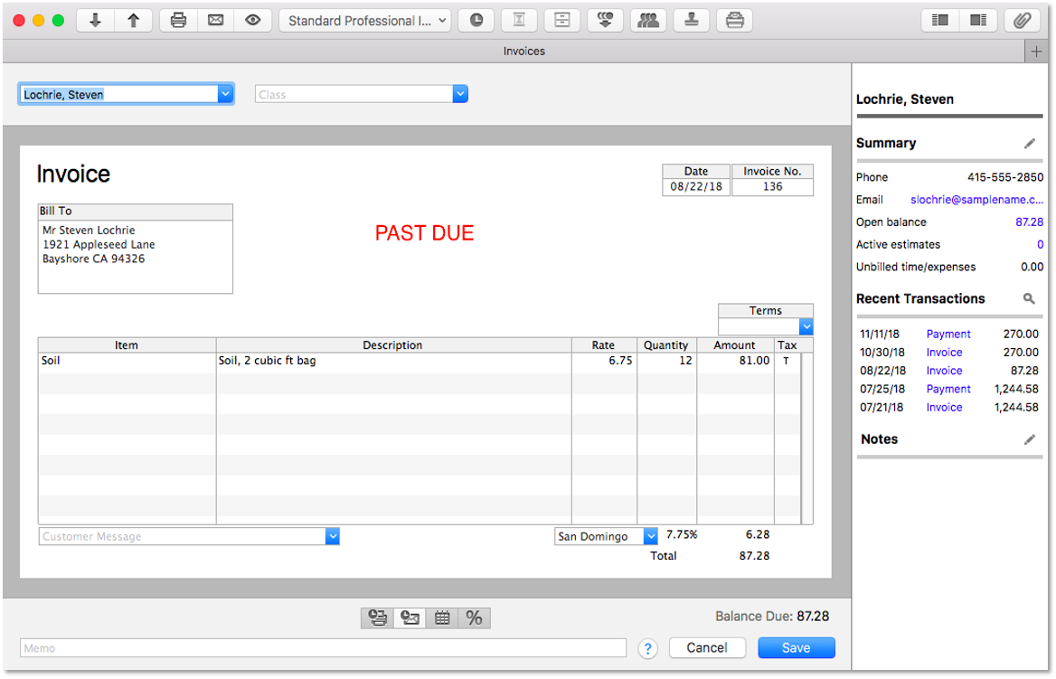 charge interest on overdue invoices in quickbooks 2016 for mac