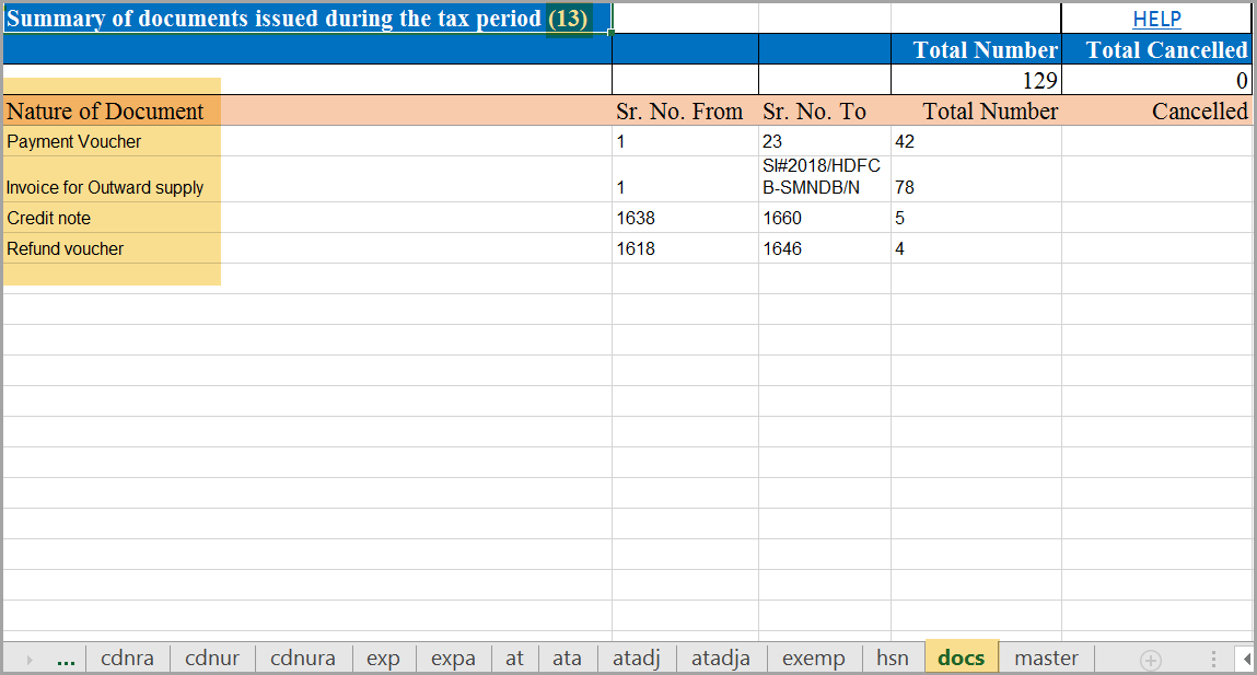 Screenshot of Section 13 in the GST Utility Excel