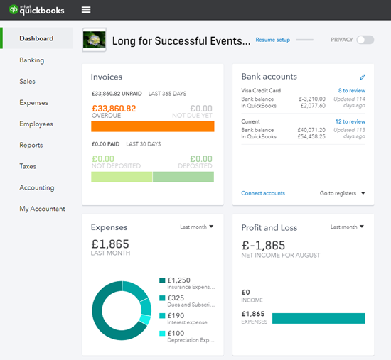 Navigate through QuickBooks Online