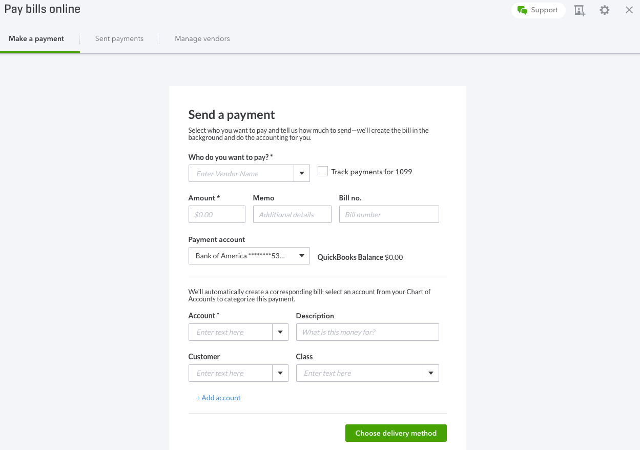 Send a payment in QuickBooks Online
