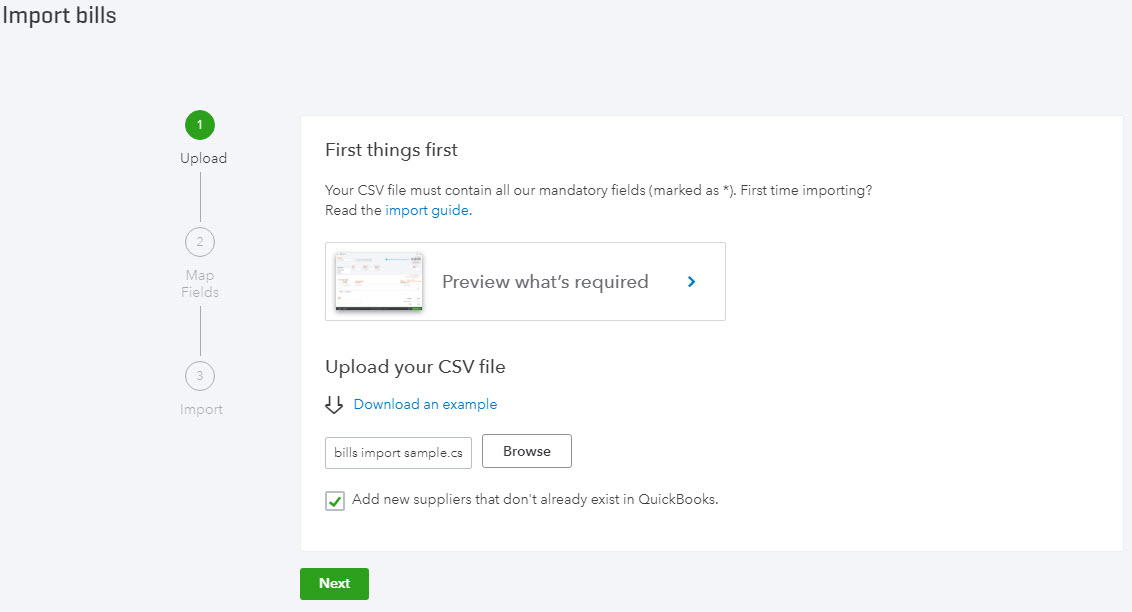 quickbooks online import csv customer list