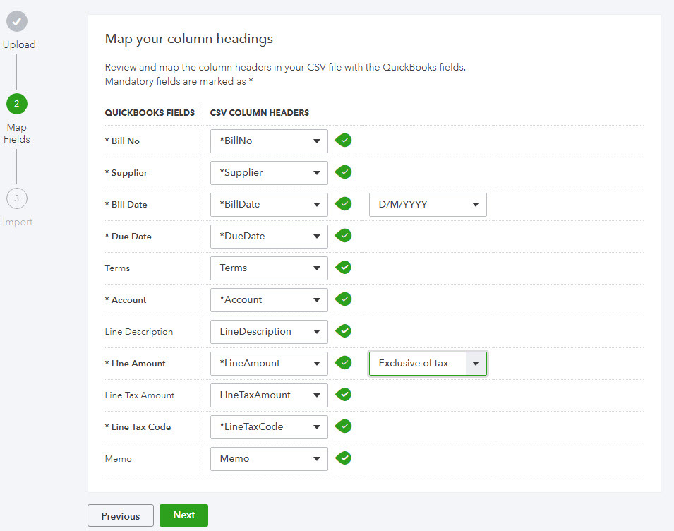 quickbooks for mac, import expenses from excel?