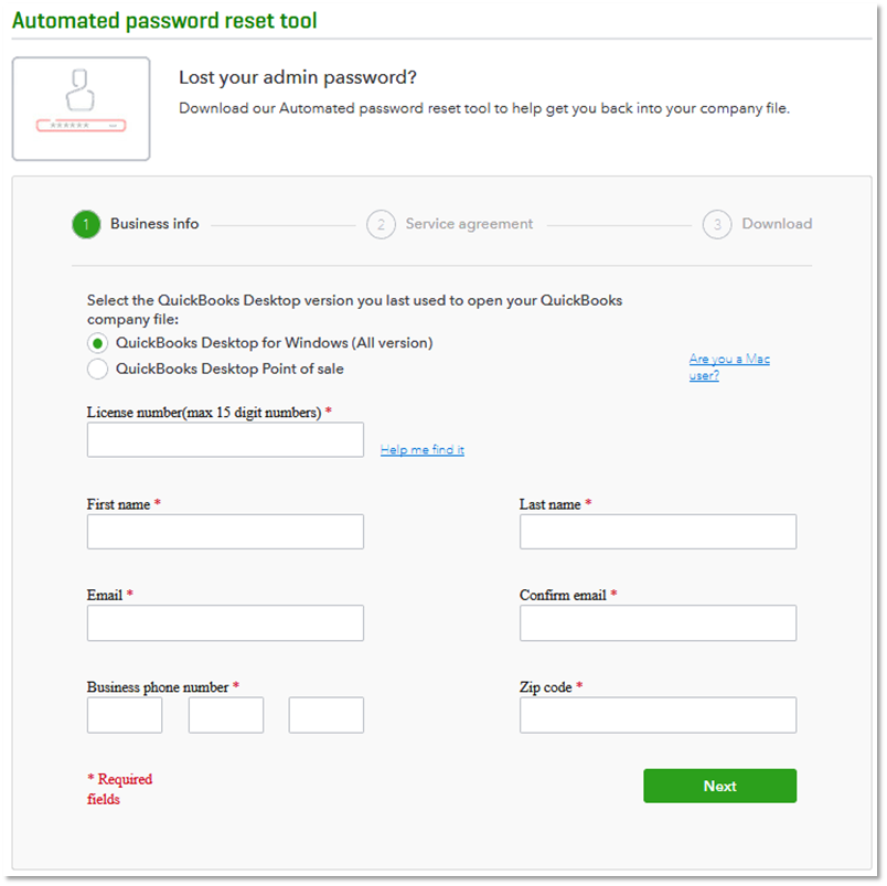 quickbooks update bank password for mac