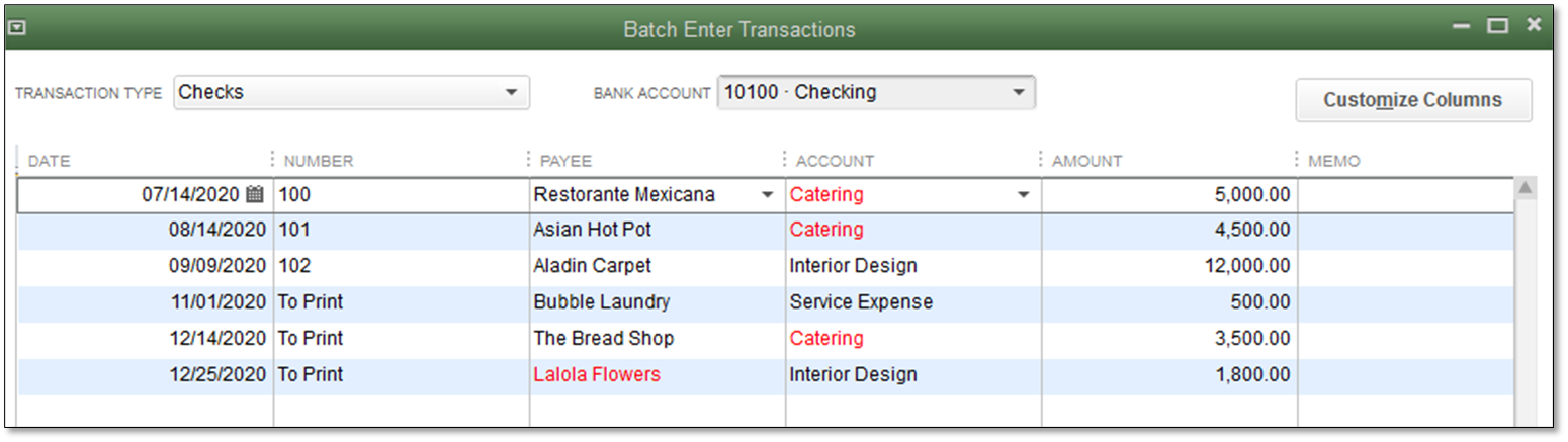 repeating transaction for quickbooks for mac