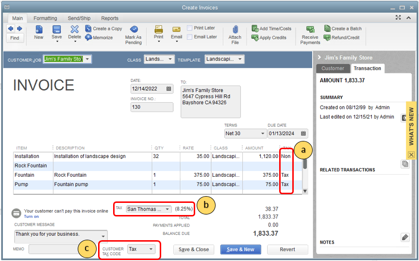 no tax option in footer quickbooks for mac