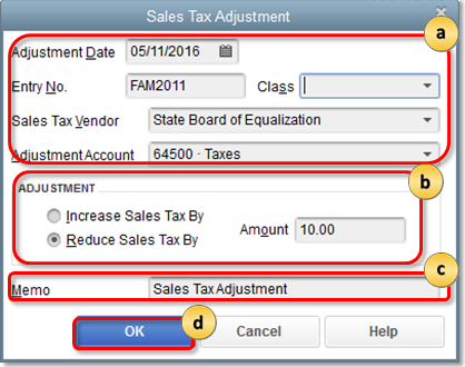 sales tax adjustment