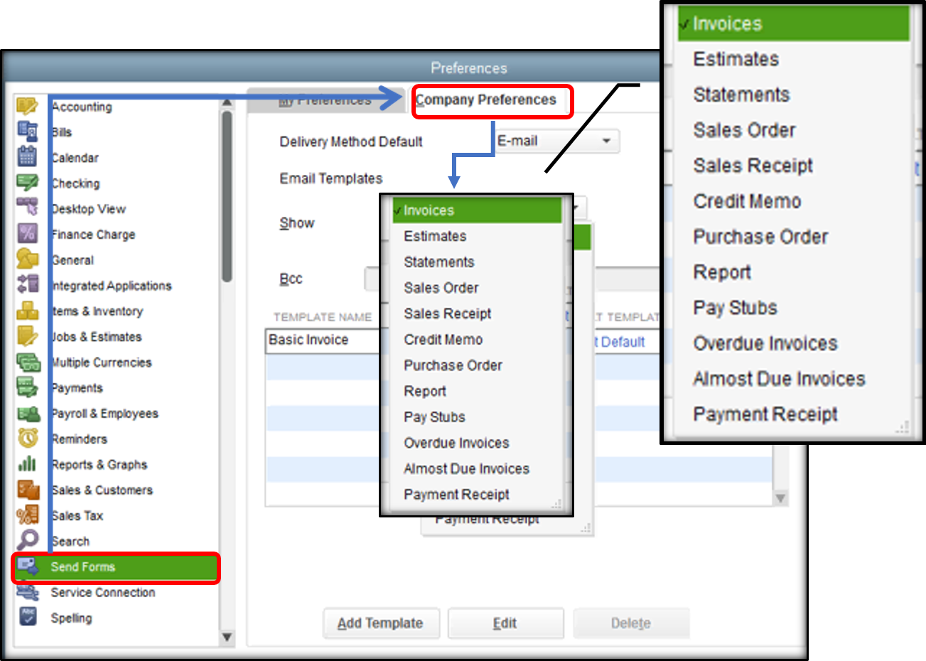 create invoice template in quickbooks