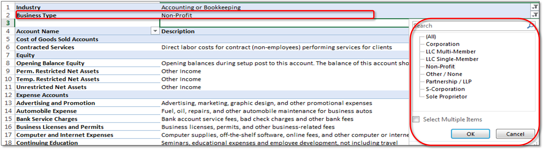 Payroll Chart Of Accounts Sample