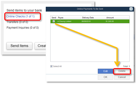 in quickbooks 2015 for mac, shwo a vendor bill already paid with 2 wire transfers