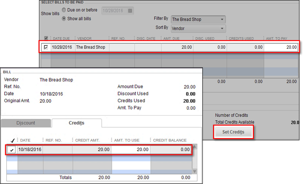 record overpayment in quickbooks for mac credit card vendor