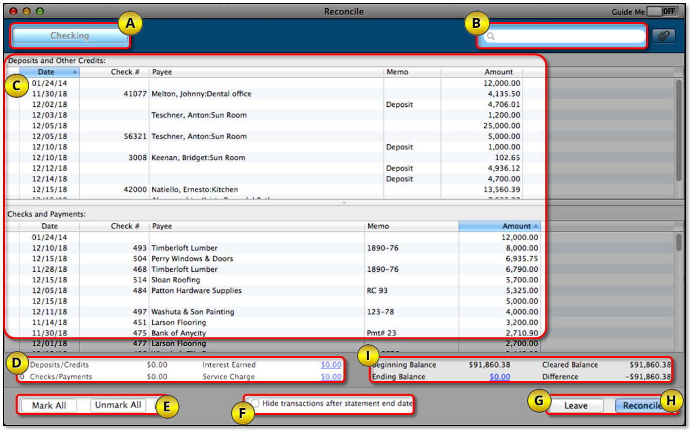 Reconcile bank and credit card accounts (Mac)