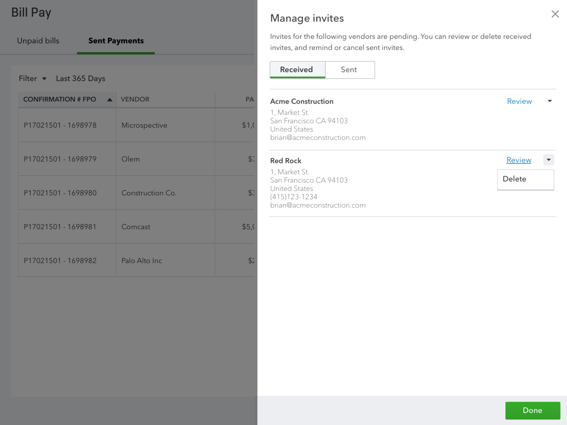 Manage vendor invites in QuickBooks Online