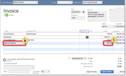 how to enter expenses in quickbooks such as deposit back