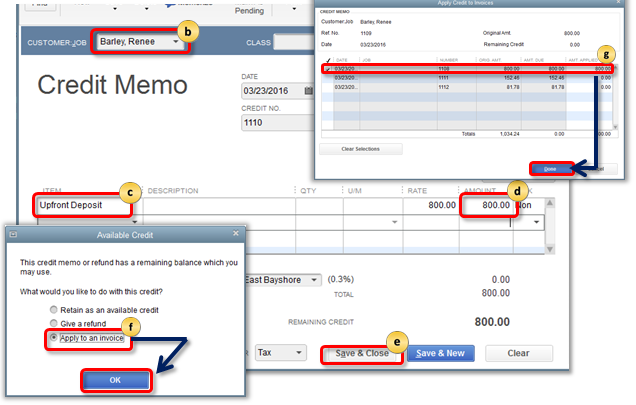 Apply upfront deposit as a credit on an invoice in QuickBooks Desktop